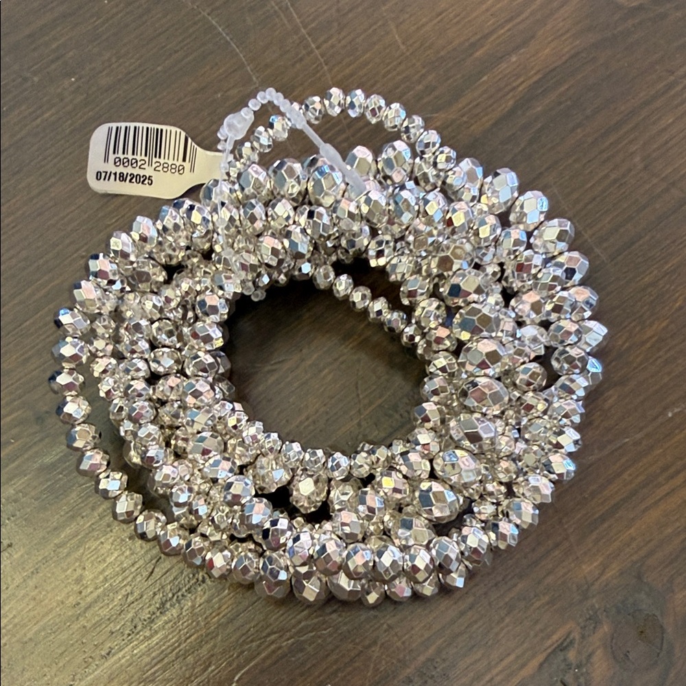 Shimmering Silver Beaded Bracelet